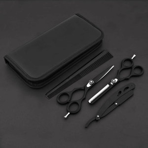 Ensemble de ciseaux de coiffure et de démêlage, lames en acier inoxydable, pour droitiers, 28 dents, manches courts/moyens/longs - Product Image 5