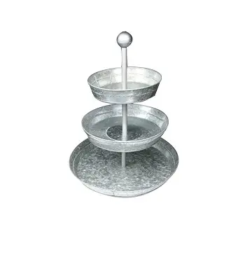 Galvanized Round 3 tier metal cake serving stand round top cake server at low price for wedding and home decor