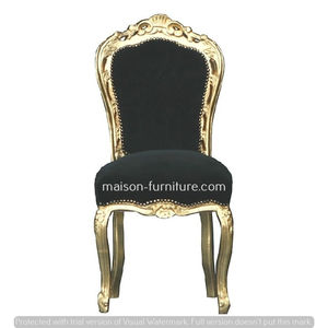 Silla de comedor barroca negra, sillón francés - Product Image 4