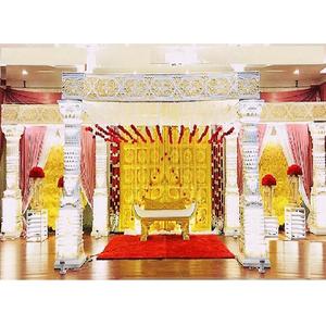 ชุดมันดาปงานแต่งงานสีขาวสุดน่ารัก ดีไซน์เนอร์ ชุดมันดาปงานแต่งงานแบบอินเดียเทลูกู ชุดมันดาปงานแต่งงานในร่มขนาดใหญ่ทันสมัย ผลิตจากไฟเบอร์ สำหรับงานแต่งงานในสหรัฐอเมริกา - Product Image 1