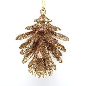 Classique meilleure vente noël nouvel an traditionnel suspendu arbre décoration or paillettes acrylique 3D pomme de pin ornement - Product Image 3