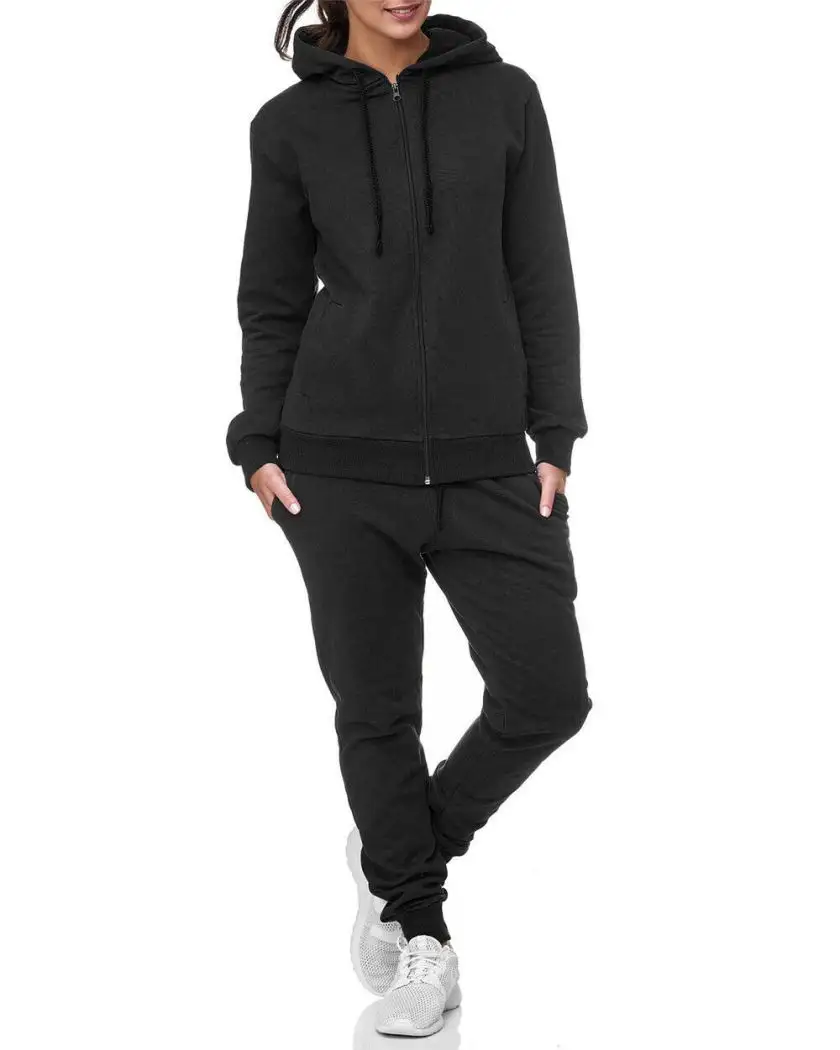 Tuta da Jogging da donna tuta sportiva tuta fitness felpa con cappuccio pantaloni basic tinta unita donna donna tute invernali