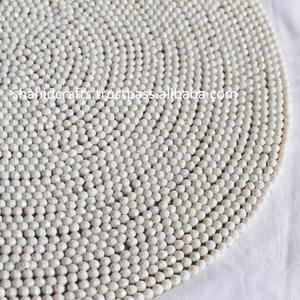 Handmade Modern White Plastic Round <b>Beaded</b> <b>Placemat</b> - Product Image 2