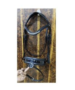 Bridon de cheval personnalisé avec logo, équipement d'équitation western, cuir roulé durable, bride à boucle avec surpiqûres fantaisie - Product Image 1