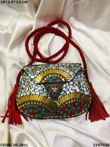 Sac de soirée en mosaïque métallique fabriqué à la main pour femmes, sac à main accessoire de mariage pour la fête - Product Image 2