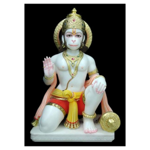 Top Quality Marble Sitting Veer Hanuman Ji Hindu Lord Statue - Product Image 1