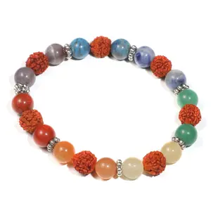 Pulsera multicolor de 7 Chakras, Pulsera Original de Chacras de piedras preciosas Rudraksh, precio al por mayor - Product Image 1