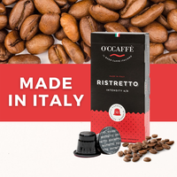   O'ccaffe Ristretto Capsules Compatibles en Aluminium Boîte de 10 capsules dans un carton pour café