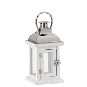 Farol de madera decorativo hecho a mano blanco para jardín al aire libre - Product Image 6
