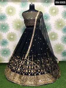 Lehengacholi-vestido de novia con borde pesado, ropa de fiesta de trabajo, bordado pesado, Wera, Lehenga Choli - Product Image 3