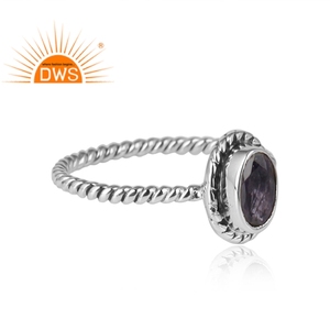 Iolite-Anillo de plata de primera ley y Gema para niña, sortija, plata esterlina 925, oxidado, hecho a mano - Product Image 2