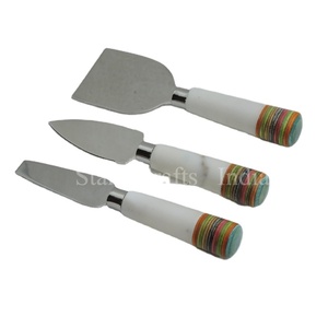 Xyj — ensemble de 3 couteaux en acier inoxydable et en marbre, manche de pierre en acier inoxydable avec émail imprimé, vente en gros - Product Image 1