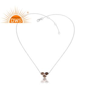 Collier avec pendentif en Quartz fumé naturel, pierre précieuse, en argent Sterling 925, vente en gros, styliste, accessoire pour joaillerie ronde - Product Image 2