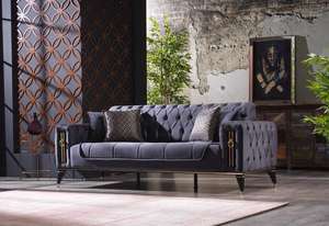 Ensemble de canapés matelassés design d'intérieur moderne de Dubaï décoration de salon - Product Image 4