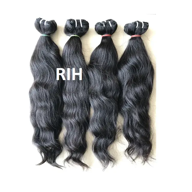 Mechones de cabello humano Natural Remy, sin procesar, indio, ondulado virgen, 24 pulgadas, indio, Remy