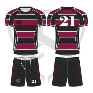 Uniforme de Rugby pour hommes, kit de chemises de bonne qualité, avec impression bleue personnalisée - Product Image 2