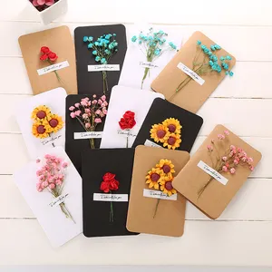 D052 Wholesale Creative craft gift Dry Flowers Thanksgiving Birthday Mothers Day Creative Dried Flowers Greeting cards