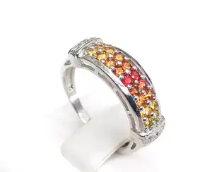 EXCLUSIVE Natural Multi Sapphire Round Stacking Ring For Women Bangkok Jewelry
