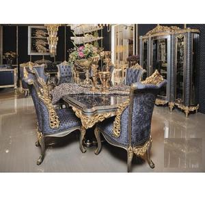 ชุดเฟอร์นิเจอร์ห้องรับประทานอาหารออกแบบสไตล์ยุโรปชุดห้องรับประทานอาหารแกะสลักหนักสไตล์หรูหราชุดห้องรับประทานอาหารแกะสลักไม้รอยัล - Product Image 1