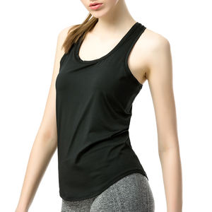 Nuevo diseño logotipo personalizado Color azul marino camiseta de gimnasio para mujer 100% camisetas sin mangas de algodón transpirable encaje de secado rápido bordado 3D Fitness Yoga - Product Image 3