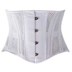 Underbust Mesh Double Steel Boned Corsets Lingerie <b>White</b> Corsets and Bustiers Womens Body Shapers - Product Image 5