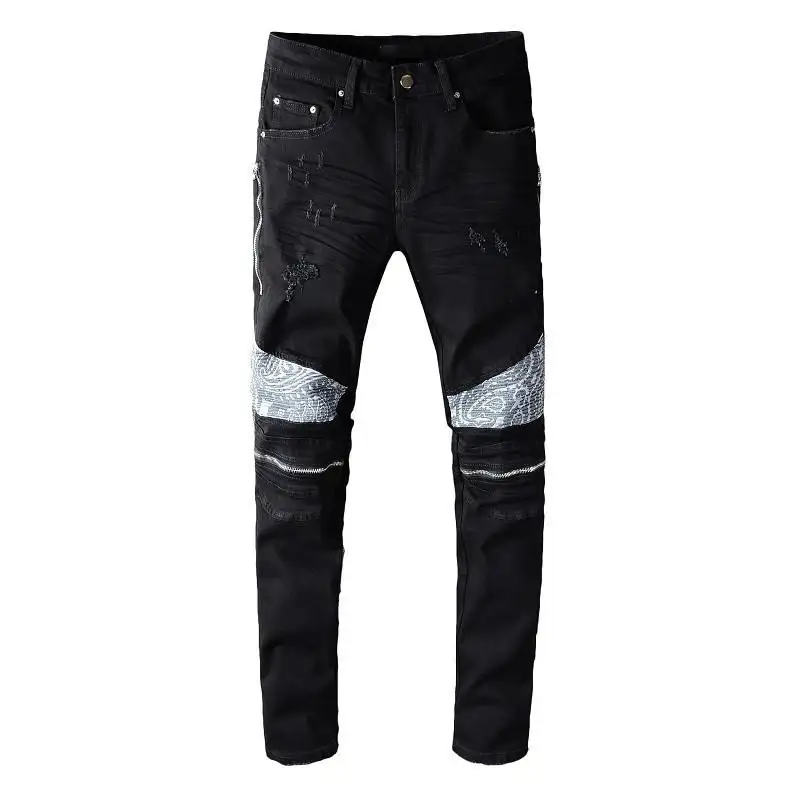 Mode Nieuwe Ontwerp Amirys Chrome Hearys Parijs Hot-Verkoop Ripped Vintage Elastische Ademende Lange Broek Mannen Denim Jeans