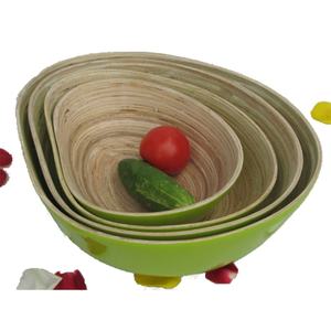 Bol en bambou naturel fait à la main laque plat artisanal - Product Image 1