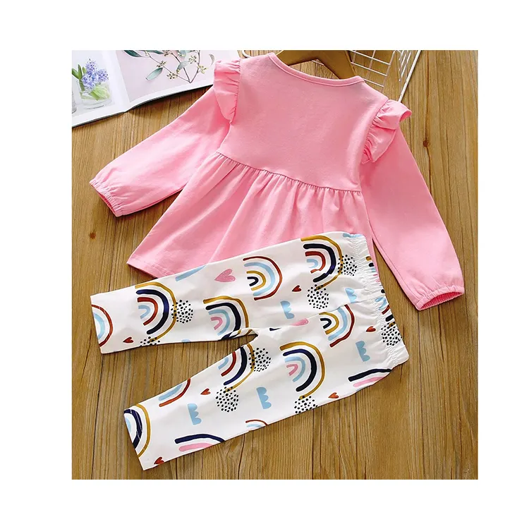 2 bis 12 Jahre Kinder Täglich tragen 100% Baumwolle Zweiteilige Baby Mädchen Kleinkind Kinder Kleidung Set zum Massen preis Bekleidungs hersteller