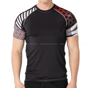 Camiseta de Compresión BJJ de Manga Corta, Personalizada, Impresa, Tejida en Poliéster/Algodón, Transpirable y de Secado Rápido, de Alta Calidad, al por Mayor - Product Image 1