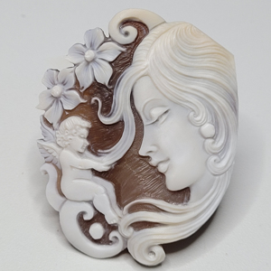 Tay chạm khắc sardonix Cameo New Lady & thiên thần thiết kế made in Italy featuring đá quý tự nhiên - Product Image 1