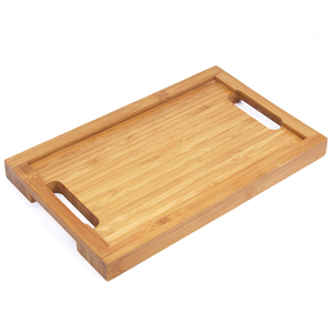 Handmade Bamboo <b>Tray</b> Natural Wooden Style Home Accessories <b>Large</b> Bamboo <b>Tray</b> for Coffee Tea Food and Snack Serving - Product Image 2
