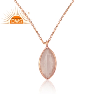 Rose Quartz Gemstone Pendant <b>Necklace</b> Wholesale Fabulous Rose Gold Plated Sterling Silver Chain <b>Necklace</b> Jewelry - Product Image 2