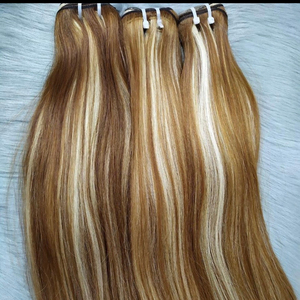 Extensions de cheveux vierges Remy 100% vietnamiennes, tissage simple, haute qualité, cheveux humains, soyeux et résistants, blonds teints, ondulations profondes, pour tressage, 100g - Product Image 1