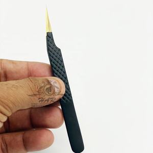 Pinzas Negras y Doradas Puntiagudas para Extensión de Pestañas, Pinzas de Aislamiento con Logotipo Personalizado para Extensión de Pestañas, Pinzas para Cejas - Product Image 2