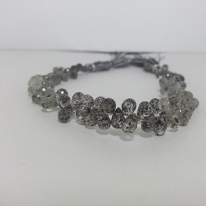 6mm 8mm Natural negro punto rutilo cuarzo facetado lágrima gota Briolette cuentas de piedras preciosas hebra para la fabricación de joyas en distribuidor mayorista - Product Image 3