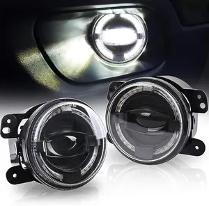 OVOVS 4Inch LED Kabut Lampu Bumper Depan Lampu Kabut Mengemudi dengan Halo DRL untuk Jeep Jk