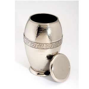 Urne funéraire classique pour adulte Radiance American Design, en laiton de haute qualité, finition argent martelé, fournitures funéraires - Product Image 3