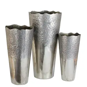 High quality 3 piece silver metal floor vase set top selling vases