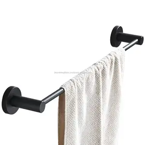 新款24英寸金属杆壁挂浴室单毛巾架杆，哑光黑色整理毛巾组织