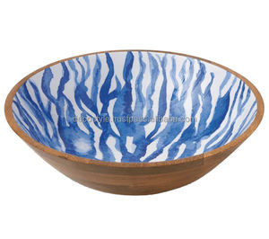 De Madera y esmalte Coral tazón - Product Image 1