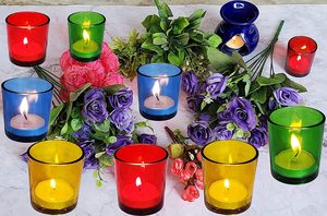 Portavelas votivo de cristal Multicolor, mesa lateral para sala de estar, decoración del hogar, Material de vidrio plateado, día especial - Product Image 2