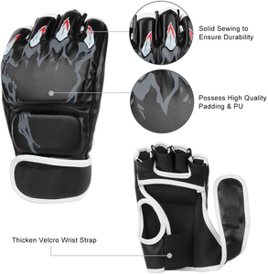 Guantes de boxeo de medio dedo para hombres y mujeres, manoplas de MMA con banda para la muñeca ajustable, protección para nudillos con molde EVA - Product Image 3