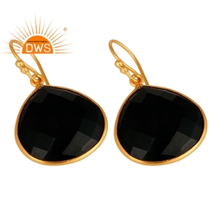 ต่างหูพลอยโอนิกซ์สีดำรูปลูกแพร์ต่างหูชุบทองอินเดียต่างหูห้อย925เงินเครื่องประดับคอลเลกชันวินเทจ - Product Image 2