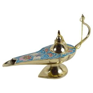 Brûleur d'encens en laiton de couleur métallique, design peint, design de lampe à génie, porte-encens antique, design en laiton - Product Image 2