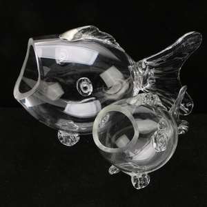 Aeofa, pot à bonbons en verre soufflé à la main, épais, 1 cm, transparent, grand, portable, en forme de poisson, aquarium en verre aquatique, aquarium en forme de poisson doré - Product Image 5