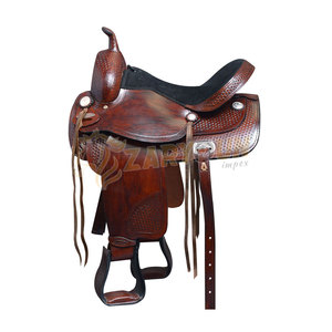 Juego de sillín occidental para montar a caballo de cuero genuino marrón de alta calidad multiusos de nueva generación - Product Image 5