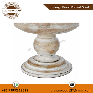 Bol de service à pied en bois de manguier fait à la main Bol à fruits en bois sculpté sur mesure Bol de table à manger décoratif Approvisionnement d'usine à bas prix - Product Image 3