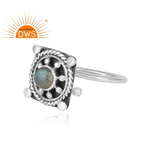 Anillo de Plata de Ley 925, Joyería Étnica de Diseño, Anillo de Piedra Preciosa de Labradorita al por Mayor, Colección Clásica - Product Image 2