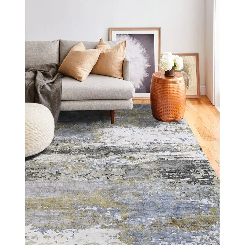 The Silk Wool Carpet Fashionable Light blue Silk Area Rug Decorative Living Room Carpet Bedroom Carpet Rug