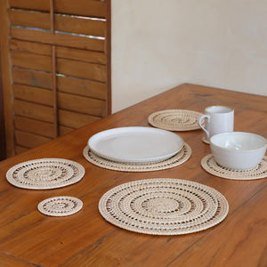 Unique Set Rattan Shell Spiral Placemat <b>Wall</b> Hanging <b>Decor</b> and Coaster for Table in Vietnam Wholesale - Product Image 3